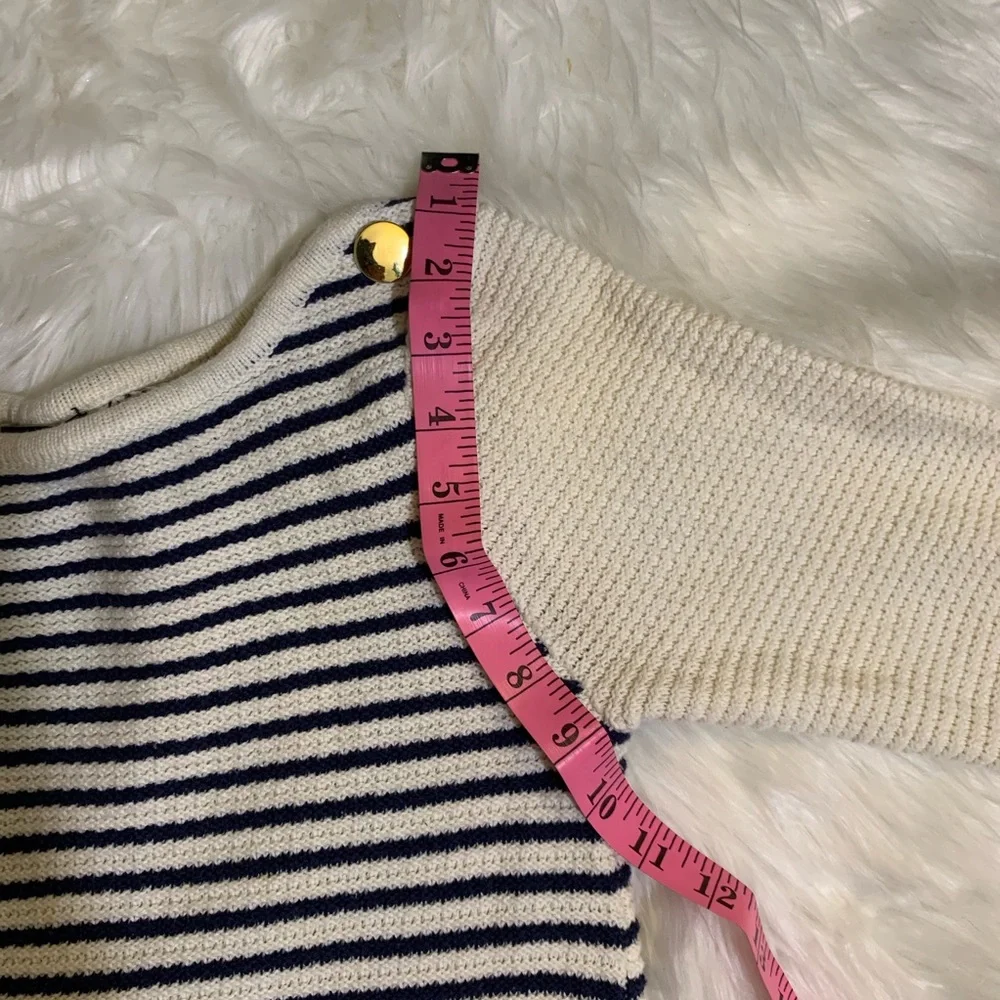H & M Blue & White Stripped Long Sweater size small